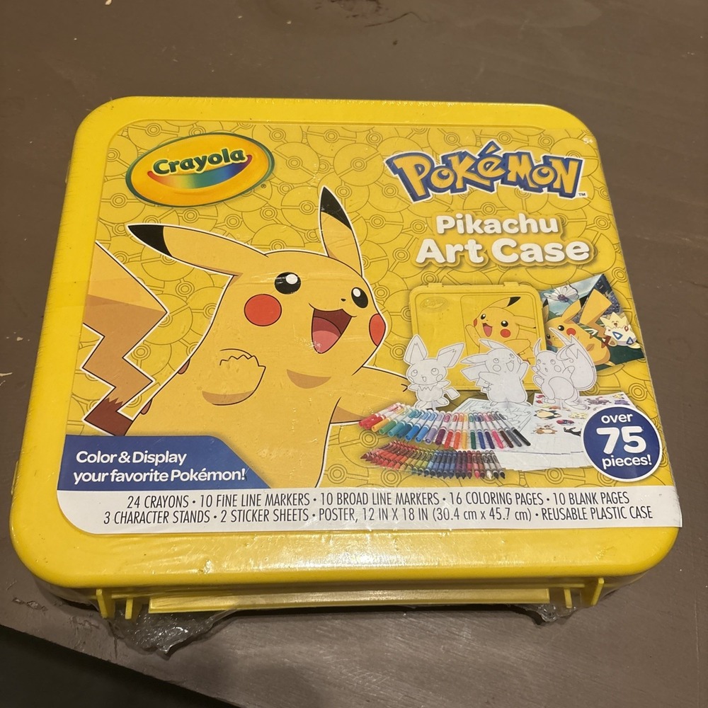 Crayola Pokemon Create & Color Art Carry Case Pikachu 75+ Piece Craft Sealed